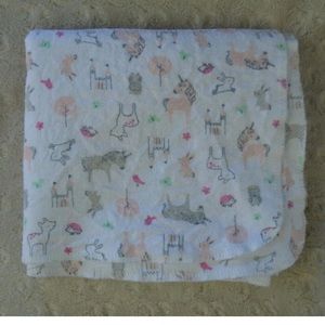 Child of Mine Carter's Unicorn Baby Blanket Flannel Receiving White Pink Deer